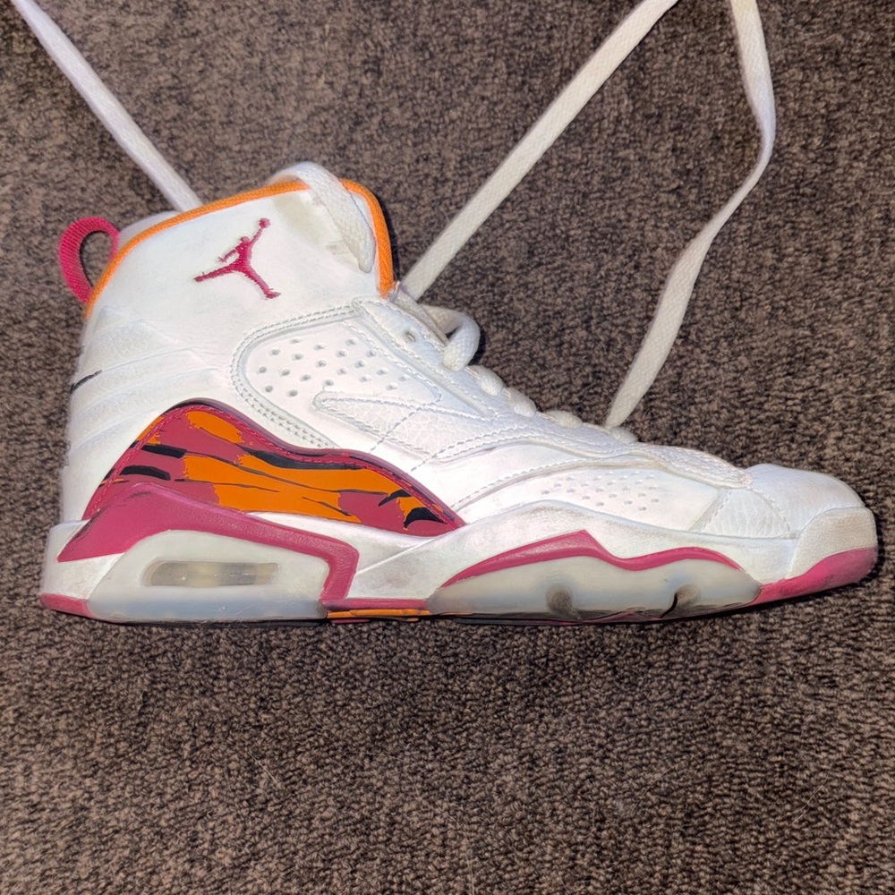 Classic Jordan Kids White, Red & Orange Sneakers